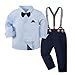 HBDHEJL Toddler Boy Suits Boys Wedding Outfit Dress Long Sleeve Shirts with Bowtie Suspender Pants Formal Gentleman Outfits 18-24 Months 03 Blue
