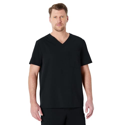 Amazon Basics Mens Scrubs V-Neck Top with Pockets Black Small
