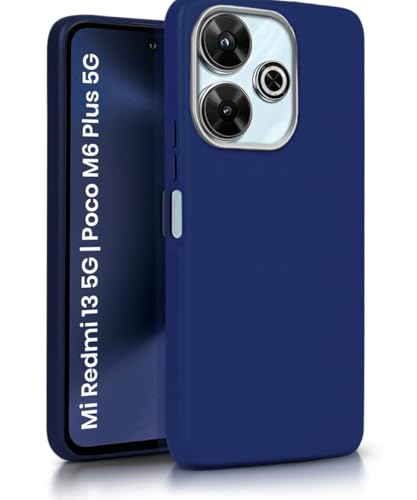 Image of WOW IMAGINE Back Cover for Mi Redmi 13 5G | Poco M6 Plus 5G | Ultra Slim Flexible Non-Slip Grip | Inner Fabric | Metal Camera Ring & Lightweight Soft Silicone Mobile Case - Blue