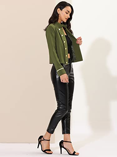 Allegra K Women's Vintage Steampunk Jacket Halloween Cropped Open Front Button Decor Jacket2