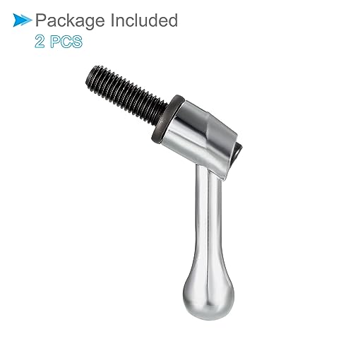 Image of Clamping Lever Handles, M10 x 25mm Male Thread, Adjustable Quick Release Locking Rotating Bolt Knobs Silver Tone - (Applications: for Lathe Machinery), 2-Pieces