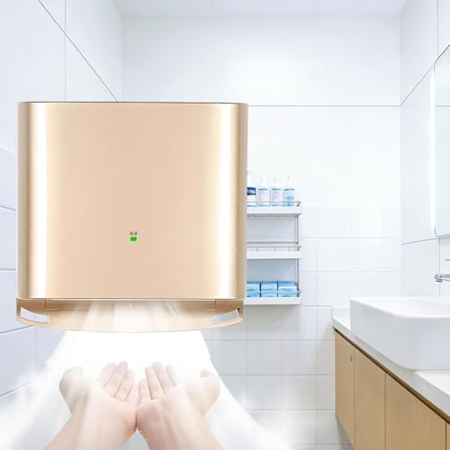 Automatic Induction Hand Dryer - Touchless Wall-Mounted Hot & Cold, 10s Quick Drying, Adjustable Temperature, Energy Efficient Silver Finish for Bathrooms & Restrooms