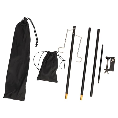 Pilipane Camping Lantern Stand Portable Lightweight Folding Lamp Pole Outdoor Aluminum Alloy Hanging Light Holder Black Suitable for Camping Tables with Desktop Thickness Less Than 4.5cm