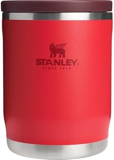 Stanley Adventure To-Go Food Jar 18 oz | Vacuum Insulated Thermos Food Container | Wide Mouth Screw On Lid | Packable for Travel | Stainless Steel with Leakproof Lid | BPA-Free | Chili Red