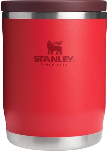 Stanley Adventure To-Go Food Jar 18 oz | Vacuum Insulated Thermos Food Container | Wide Mouth Screw On Lid | Packable for Travel | Stainless Steel with Leakproof Lid | BPA-Free | Chili Red