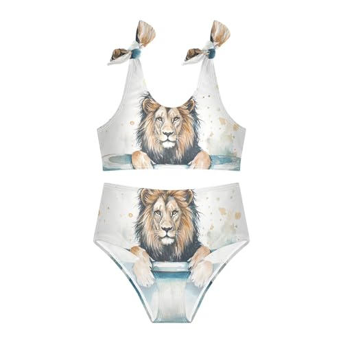 Watercolor Lion in Tub Girls Bikini Sets 2 Piece Swimsuits Bathing Suit Swimwear3