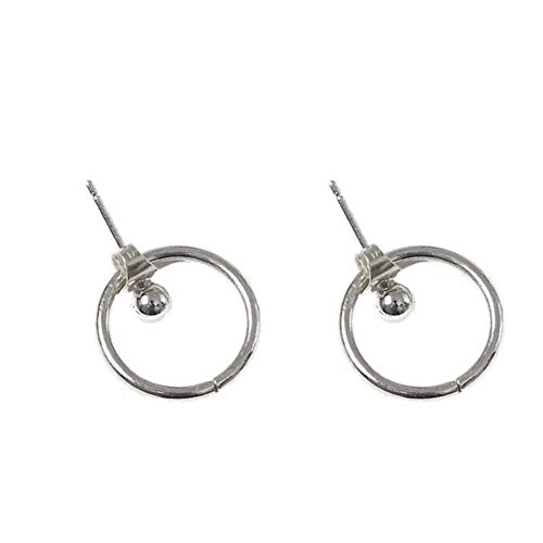 Kuizhiren1 - Pendientes de tuerca de doble cara para mujer y niña, diseño de círculo, color dorado plata