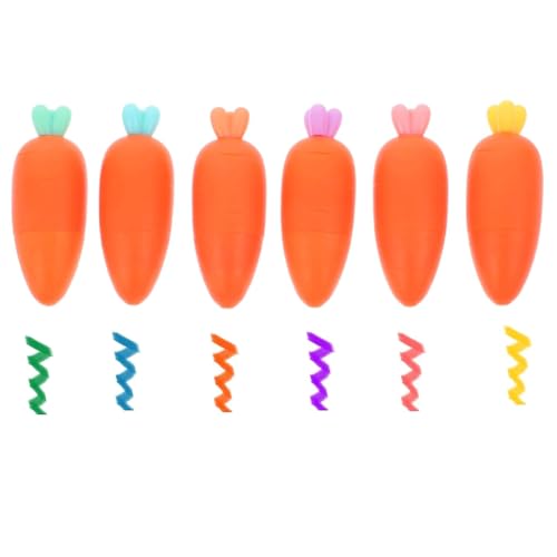 LEMONSTONE Juego de 6 subrayadores, bonitos marcadores de zanahorias, colores pastel, marcadores para trazos finos y gruesos, tinta a base de agua, rotulador para escuela, oficina, regalos y uso