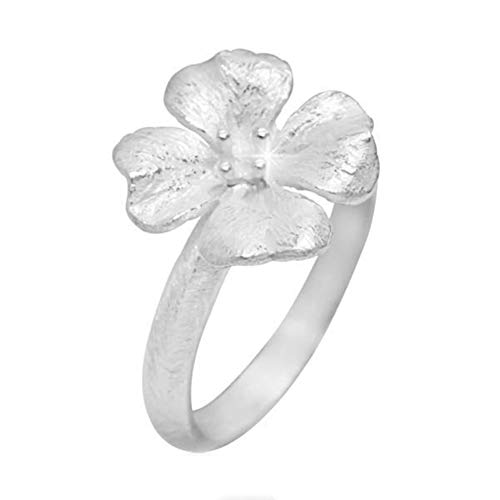 Bague en argent brossé brillant fleur 53 pour un style quotidien chic
