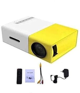 RKR Portable LED Projector Office. HD Theater Support USB HDMI Mini 1080p EU Plug 600 lm Portable Projector (Yellow)