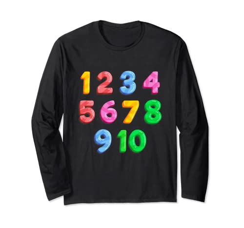 Math Numbers Learning Tshirt | Best Preschool Education Gift Manga Larga