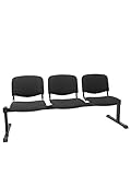  Bancada de espera de tres plazas y estructura de hierro en color negro - Asiento y respaldo tapizados en tejido ARAN color negro Piqueras y Crespo Modelo Pozocañada
