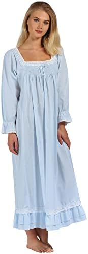 The 1 for U Martha Nightgown 100% Cotton Victorian Style - Sizes XS - 3X … (Medium, Blue)