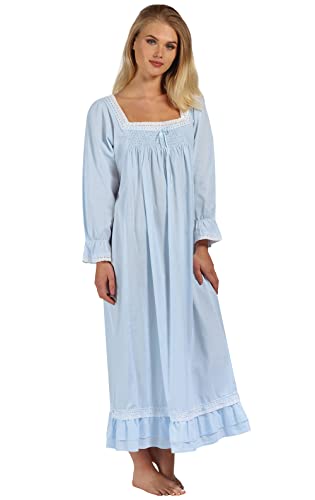 The 1 For U Martha Nightgown 100% Cotton Victorian Style - Sizes Xs - 3X … (Medium, Blue) #TOP13