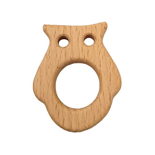 Image of 5pcs Lovely Cartoon Wood Owl Montessori Toy Pure Natural Animal Shape Toy Beech Wooden Handmade Pattern DIY Jewelry Making Necklace Pendant Accessory (Owl)
