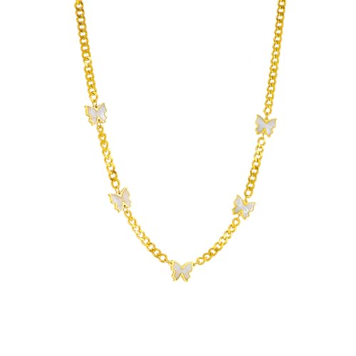 Collier ras du cou papillon femme chaîne épaisse bijoux tendance