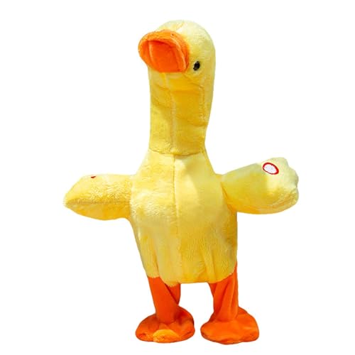 WOHPNLE Electric Tummy Time Cute Ducks, Multifunctional Dancing Duck Plush Toy with PP Cotton Sing Talk Cute Soft Comfortable Interactive Waddling Duck Toy for Kids Baby
