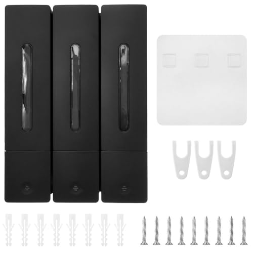 Filteilect Dispensador de jabón de pared de 3 cámaras de 400 ml para gel de ducha y champú con material ABS y diseño impermeable para uso en baño y cocina (gris)