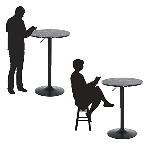 Maslier Pub Bar Table Round Bistro High Table Adjustable Height Top Table Cocktail Bistro High Table With Black Top And Base Kitchen Bar Table(1, Black) #TOP5