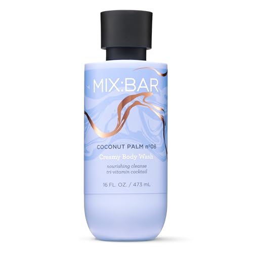 MIX:BAR Coconut Palm Creamy Body Wash for Women Hydrating & Moisturizing with Niacinamide Panthenol & Vitamin C - Vegan Sulfate Free Paraben Free 16oz