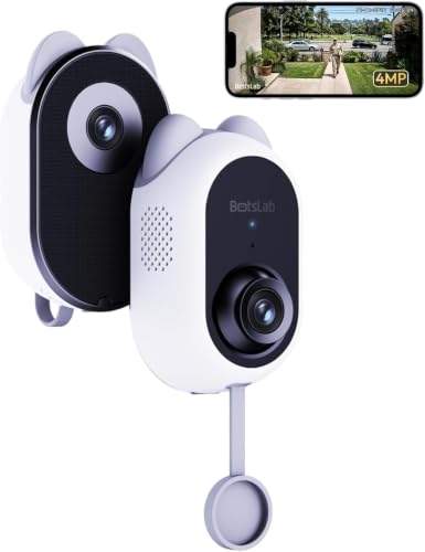 BOTSLAB Dual Lens Window Camera Stick On Safeview Indoor Camera for Home Security with 4MP Colour Night Vision | 24/7 Recording | AI Detection | 2.4 & 5 GHz WiFi | No Monthly Fee Cat-Shape for Gift