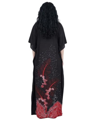 Image of Oussum Women Polyester Casual Long Plus Size Beach Caftan Cover Up Maxi Dress 1X-3X Summer Kaftan Dresses for Women