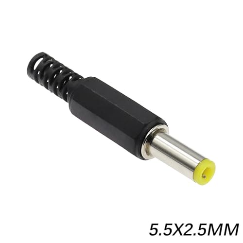 Adaptador de corriente CC conector de clavija macho de 5.5x2.5mm para soldar cables de 10pcs 2