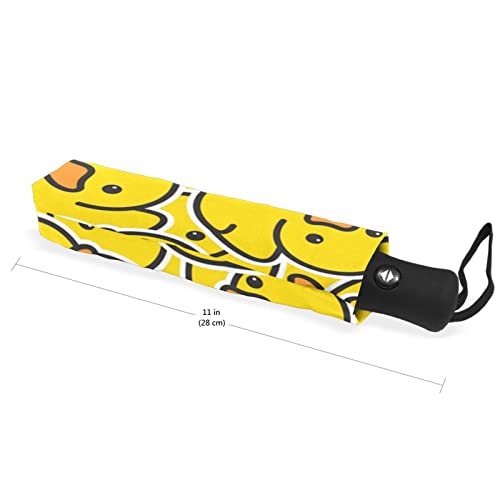 Sletend Compact Travel Umbrella Yellow Duck Cartoon Windproof Folding Automatic Umbrella,One Touch Auto Open And Close Button Portable Light Umbrella For Women Men Kid #TOP6