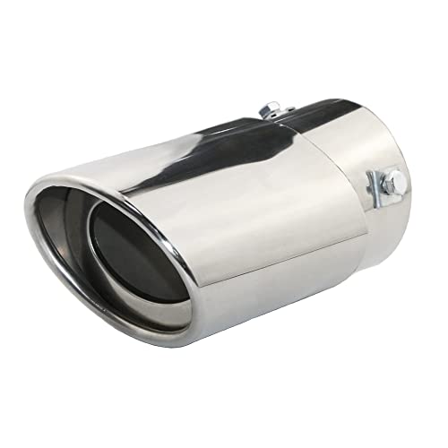 Chrome Exhaust Tip 2.8*3 Inch Oval Stainless Steel Car Exhaust Tip, Fit for 2-2.5 Inch Outlet For Car or Truck Tailpipe Bolt-On Design Resonated Muffler Tip Fit Most Cars