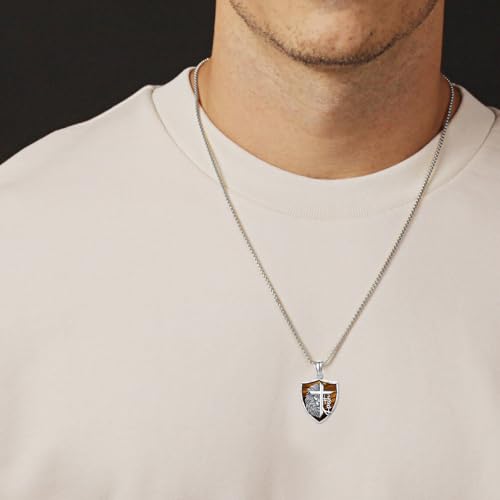 Lion Necklace for Men 925 Sterling Silver Lion Pendant Men of Faith Bible Christian Jewelry Gifts for Husband Brother3