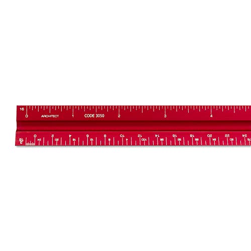 Image of Alumicolor 3050-4 Aluminum Architect Solid Drafting Scale, 12IN, Red