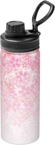 水筒 春 さくら 桜柄 サクラ 和柄 和風 魔法瓶 500ml マグボトル 直飲み ステンレスマグ 真空断熱 保温保冷 ハンドル付き スポーツボトル おしゃれ 大人 子供用 大容量 軽量 漏れ防止 広口 お手入れ簡単 持ち運び アウトドア 自転車 [並行輸