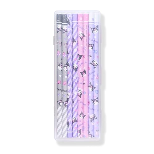 Set de 8 lápices kawaii con estuche plástico claro miniatura 2