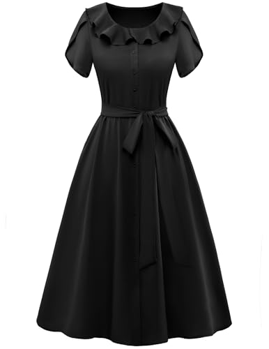 Image of Wedtrend Women's Vintage Dresses with Pocket Midi Retro Cocktail Dress Tea Party Church 1950s Dresses for Women