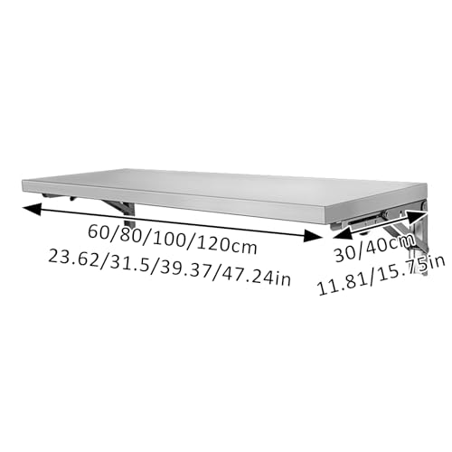 Table d'atelier pliable en inox 120x40 cm avec fixation murale stable - 2