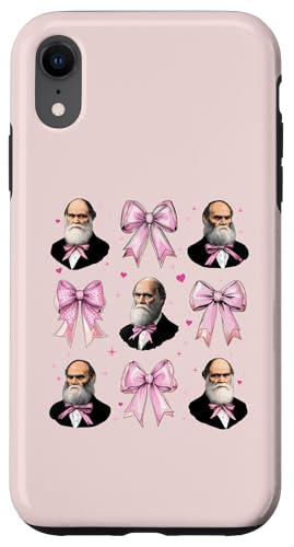 Charles Darwin Evolution Theory Girl ピンクコケットリボン スマホケース iPhone XR 用