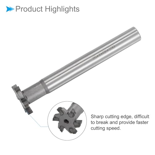 Image of T-Slot Milling Cutters, 6 Flutes 1 inch Cutting Dia 0.16 inch Depth, Straight Tungsten Carbide Tip T-Slot End Mill- (Applications: for Copper Milling)