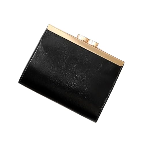 Vintage Leather Wallet for Women RFID Blocking 9 Card Slots Slim Compact Zipper Closure ID Window Organizer Black Everyday Carry Travel