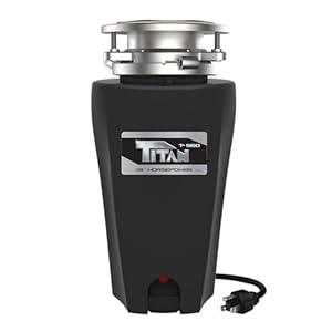 TITAN 10-US-TN-560-3B Garbage Disposal, 1/2 HP – Economy, Black with Stainless Steel Flange