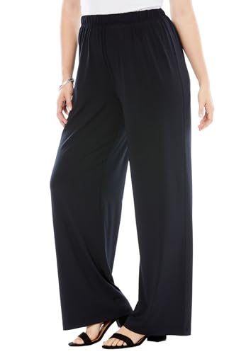 Roaman's Women's Plus Size Ultrasmooth Fabric Wide-Leg Pant