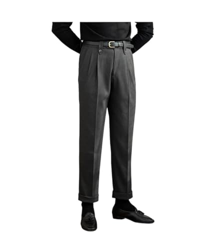 Men’s Woolen Suit Pants Men’s Autumn/Winter Straight Slim Double Pleat Casual Business Pants