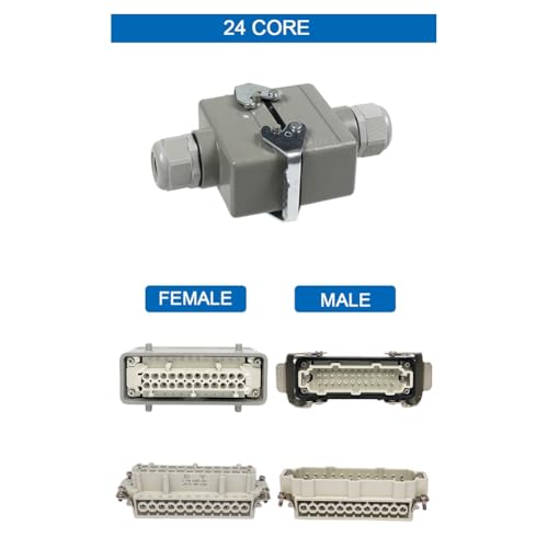 Conector HDC-HE-24 rectangular de alta resistencia y acoplamiento impermeable de 16 A 5
