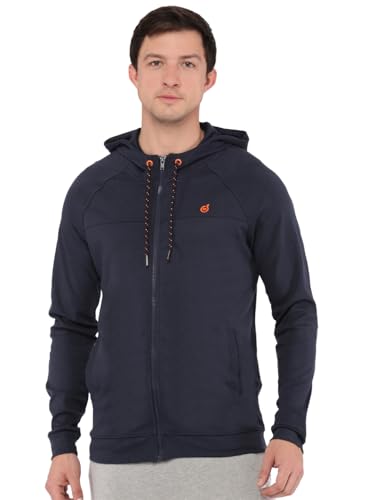 Image of Macroman M-Series Men Hooded Regular Fit Cotton Blend Sweatshirt with Reflective Detail