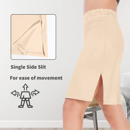 Mancyfit Half Slips For Women Underskirt Short Mini Skirt With Floral Lace Waistband Nude Large #TOP2