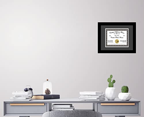 Creative Picture Frames 8.5X11 Modern Black Diploma Frame With Black Mat Including Glass | Frame Holds 11X14 Media Without Mat #TOP3