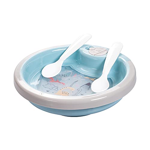 Prato Térmico Com Ventosa Baby Princess E 2 Colheres Plasútil Azul No Voltagev