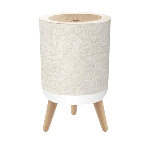 Caneca de basura con tapa beige suave diseño abstracto
