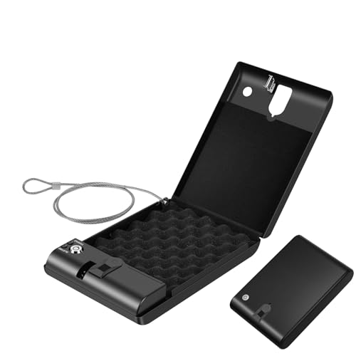 XRRJFYH Caja Fuerte para Armas de Fuego Pequeña Caja de Seguridad para Pistola para Mesilla de Noche, Automóvil, Debajo de la Cama(27.5x19x5cm/11x7.5x2inch)