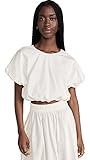 MIKOH Women's Opihi Bubble Sleeve Crop Top, Bone, L