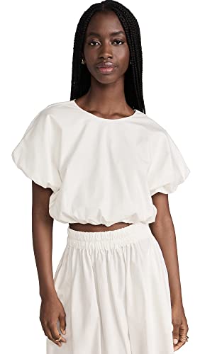 MIKOH Women's Opihi Bubble Sleeve Crop Top, Bone, L